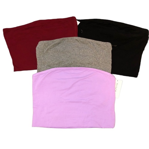 Pre-owned casual summer cropped tube top in deep red, Black, Grey & lavender - Picture 1 of 3
